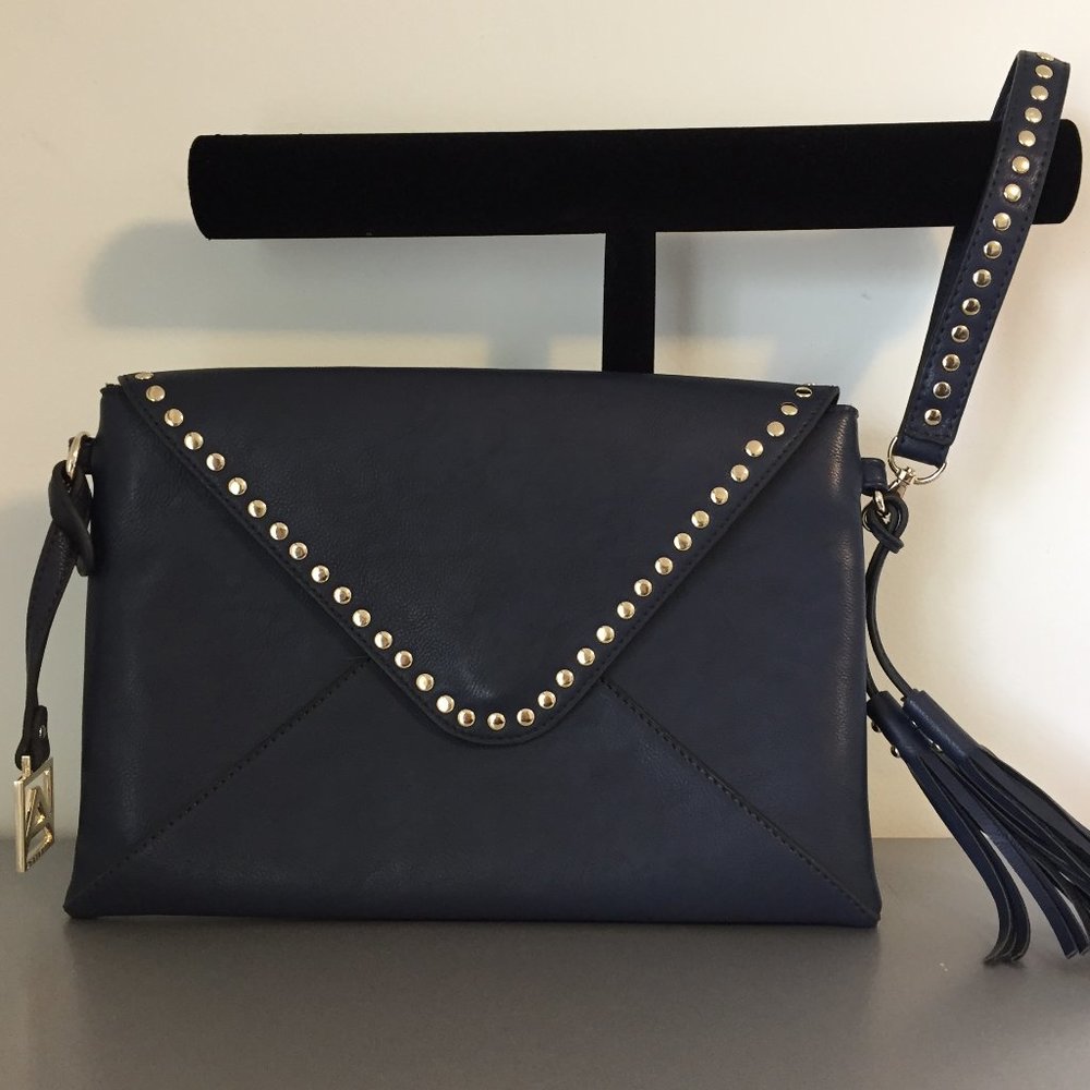 Navy Blue Studded Attitude Clutch